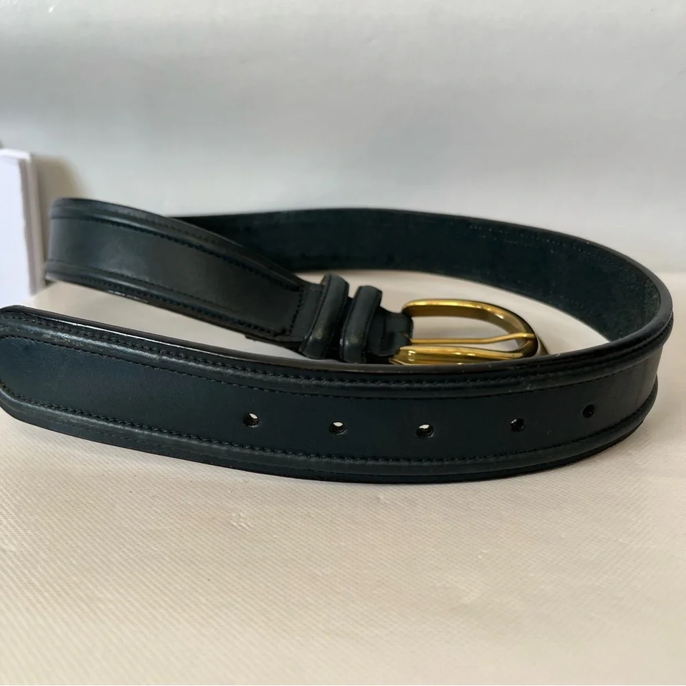 Vintage Brighton Blue Leather Belt Brass Buckle 1991